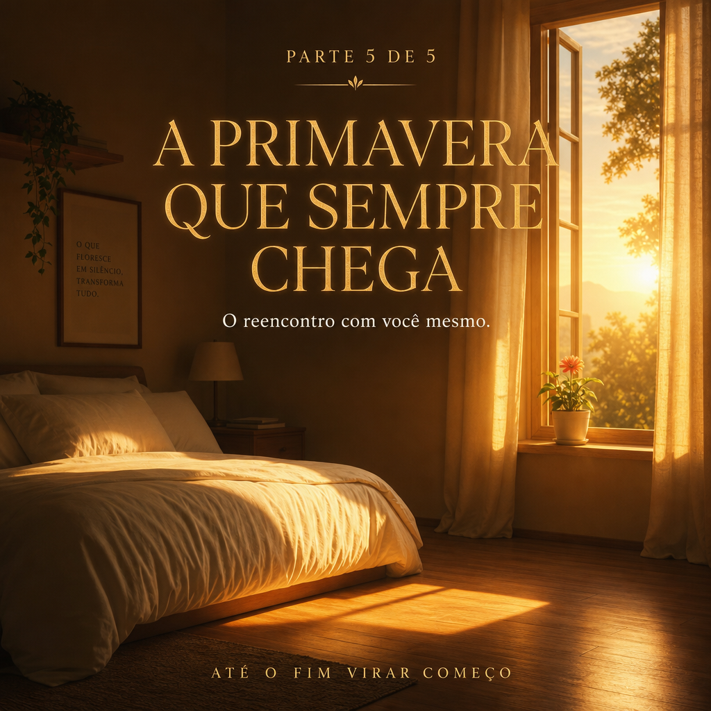 Quarto iluminado pelo sol da manhã com flores na janela aberta